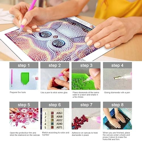 FLAJZ Diamond Art Kits for Kids, 4 Pack Diamond Painting Kits for Kids Beginners, 5D Cartoon Cute Animals Dimond Art Kits, DIY Full Drill Round Mosaic Gem Art Kits for Home Wall Decor 6x6 Inch thumbnail 7