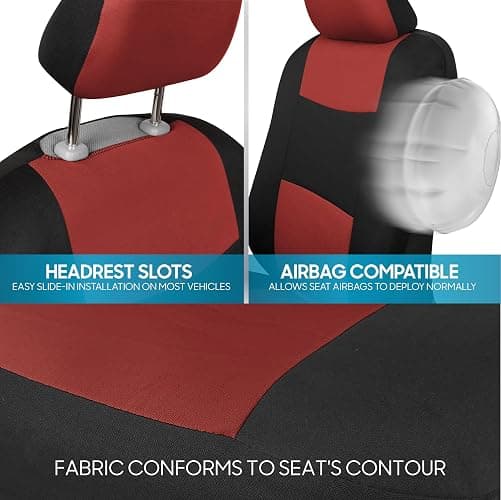 BDK PolyPro Car Seat Covers Full Set in Terracotta on Black, Front and Rear Split Bench Seat Covers for Cars, Easy to Install Car Seats Cover Set and Accessories for Auto Trucks Van SUV - Terracotta thumbnail 8