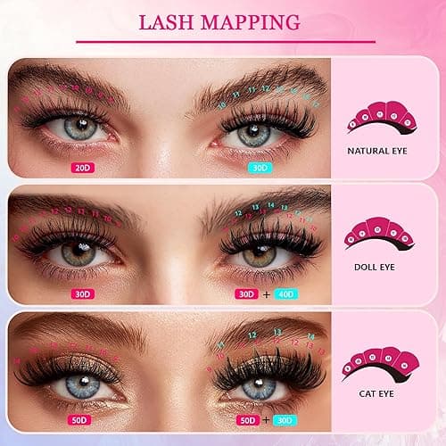 Waltz Lash Clusters Kit - Lash Clusters Lash Extension Kit with Bond and Seal Eyelash Cluster 20D30D40D50D-0.07D Cluster Eyelash Extensions Eyelash Extension Kit DIY at Home - Waltz thumbnail 4