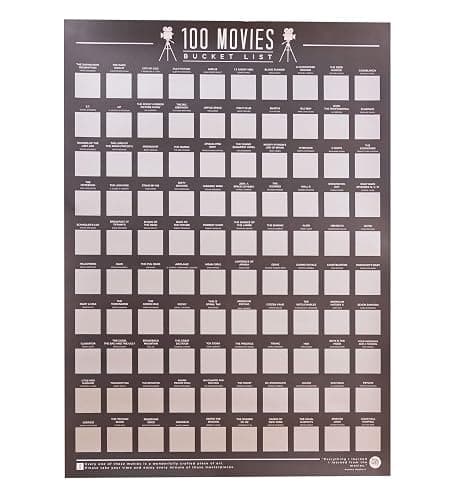 Gift Republic 100 Movies Scratch Off Poster Top Films Bucket List Poster Cinema Best Movie Wall Art Movie Lovers Birthday Christmas Gift Premium Boxed - Image 1