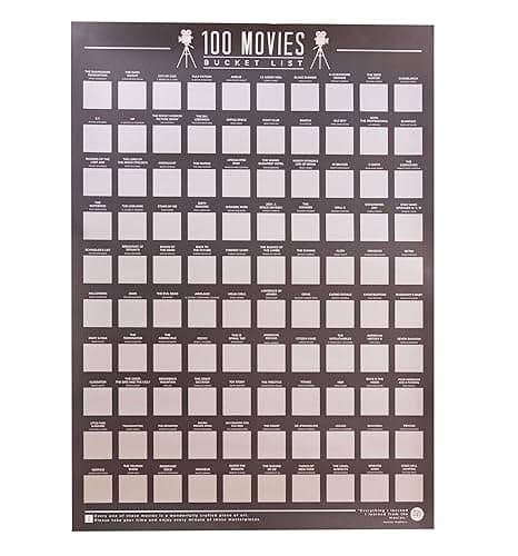 Gift Republic 100 Movies Scratch Off Poster Top Films Bucket List Poster Cinema Best Movie Wall Art Movie Lovers Birthday Christmas Gift Premium Boxed - Image 1