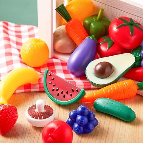 JOYIN 50 pezzi di giocattoli alimentari cibo giocattoli accessori cucina gioco educativo di ruolo con frutta pane verdura per bambini thumbnail 6