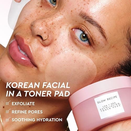 Glow Recipe LHA + AHA Toner Pads - Korean Exfoliating Toner for Face - Pore Minimizer - Hydrating Toner Pads - 5 Gentle Acids, Watermelon Enzymes, Hydrating Botanicals (60 Face Pads) thumbnail 2