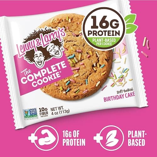 Lenny & Larry's The Complete Cookie, Birthday Cake, Soft Baked, 16g Plant Protein, Vegan, Non-GMO, 4 Ounce Cookie (Pack of 12) thumbnail 4