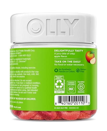 OLLY Metabolism Gummy Rings, Cellular Energy Supplement,* ACV - 30 Count | Active Support, Apple Cider Vinegar + Vitamin B12 & Chromium, Gluten Free, No Synthetic Colors, No Synthetic Flavors thumbnail 6