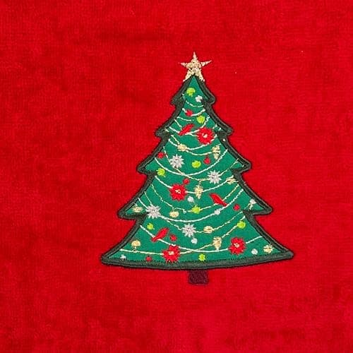 Serafina Home Christmas Red Bathroom Hand Towels, 2 pc Set, 16 x 25, Elegant Christmas Tree, 100% Cotton Velour Terry, Holiday Decor for Bath and Kitchen thumbnail 4