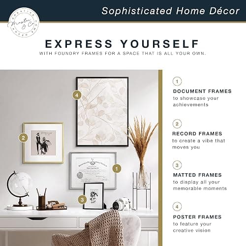 MCS Master & Co. Foundry Metal 18x18 Matted Picture Frame with 8x8 Photo Display, Black Vertical & Horizontal Wall Hanging Frame for Photos & Artwork (1-Pack) thumbnail 6