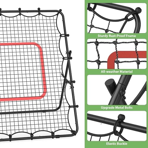 LIANTRAL Baseball Rebounder Net, Adjustable Bounce Back Trainer for Soccer, Volleyball, Softball & Lacrosse, Portable Folding Rebounder for Passing & Shooting Practice, Soccer Rebound Net thumbnail 6