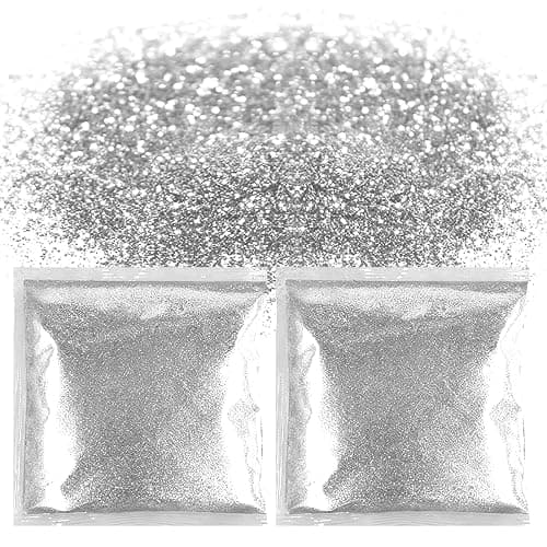 Zeeorymn 100g Argent paillettes poudre - Main DIY visage paillettes poudre pour manucure, visage, carte, artisanat, carte de voeux (Argent) - Image 1