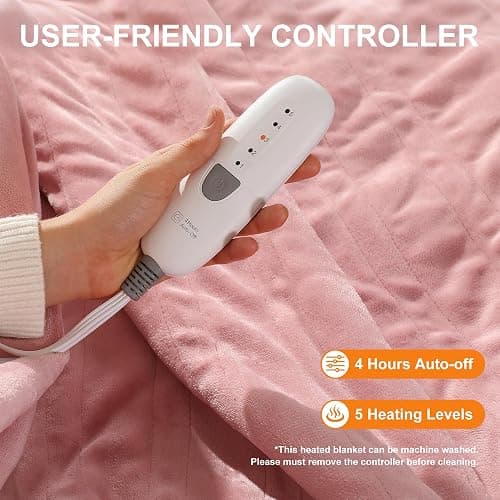 Heating Blanket Heated Throw Blanket 50''X60'' - Electric Throw Pink Ultra Warm Fluffy Electric Blanket for Recliner with 5 Heating Setting & 4 Hour Auto Off, ETL Certified & Overheat Protection thumbnail 2