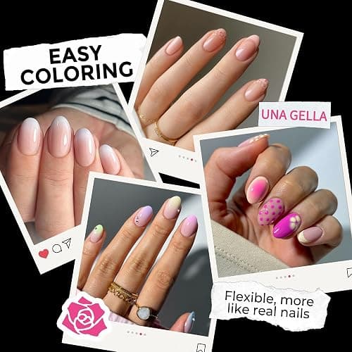 UNA GELLA Short Almond Round Fake Nails 216pcs Almond Press on Nails Pre-shape Oval Gel Nail Tips for Full Cover Acrylic Short Round Nails For Nails tips Extension 12 Sizes thumbnail 3