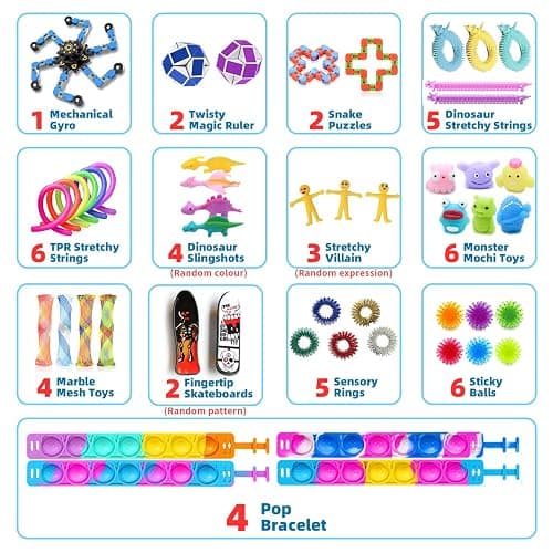 SINZUX Fidget Toys Pack, 50 Pcs Sensory Fidget Toys Set, Stress Anxiety Relief Squishy Fidget Toy for ADHD Autism Autistic Kids Adults, Party Bag Fillers Birthday Gifts for Teen Children Adult thumbnail 2
