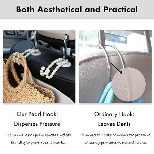 LVBRT Purse Hook for Car, Cute Pearl Bag Hanger for Seat Headrest Organized, Girly Car Decor Accessories for Women thumbnail 5