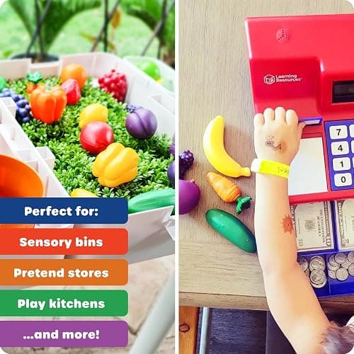 Learning Resources Farmer's Market Color Sorting Set - Pretend Play Food Sets for Kids Kitchen, Color Sorting Toys, Plastic Fruit and Vegetable Toy for Kids Kitchen Set, Play Food for Toddlers 1-3 thumbnail 5