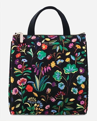 kate spade new york Insulated Lunch Tote, Autumn Floral | Cute Insulated Soft Cooler Bag, Adult Lunch Box with Silver Thermal Interior Lining and Mesh Storage Pocket thumbnail 9