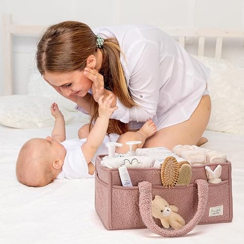 PeraBella Baby Diaper Caddy Organizer with Handle, Boy & Girl Shower Gift Basket, Portable Diaper Storage Basket Bin for Wipes, Newborn Baby Essentials Registry Search Must Haves, Car Caddy Organizer thumbnail 2