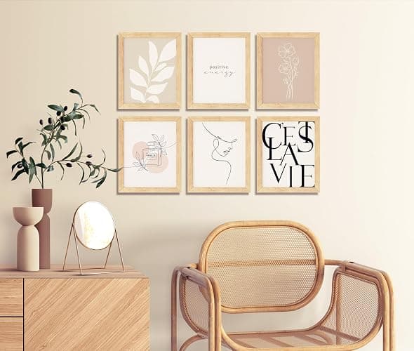TwoDays Vanilla Girls Room Decor, Clean Girl Aesthetic Wall Art, Boho Beige Posters for Bedroom, Minimalist Cream Prints, Abstract Brown Pictures for Woman. (Set of 6, 10L x 8W, Framed) thumbnail 4