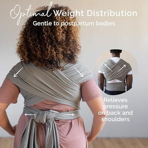 Boba Baby Wrap Carrier – Original Baby Sling Carrier for Newborns (7–35 lbs), Soft, Secure, Hands-Free & Ergonomic, Ideal for Comfortable Bonding, New Parents (Grey) thumbnail 6