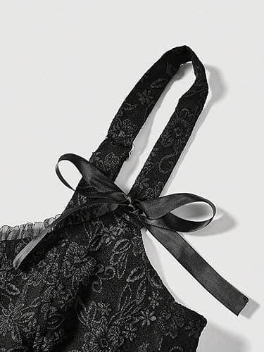 BEAUDRM Women's Cute Plus Size Jacquard Bow Front Sleeveless Wide Strap High Waist Slim Fit Cami Dress A Line Dresses - 3X-Large Plus - Black thumbnail 4