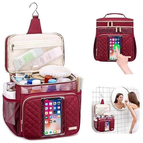 Tealari Large Toiletry Bag for Women Men,Bathroom Bag,Water Resistant Shower Bag,Makeup Bag,Portable Shower Caddy for College Dorm,Hanging Travel Toiletry Bag with Transparent Waterproof Phone Pocket thumbnail 3