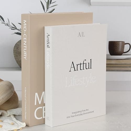 Aesthetic Decorative Books Set of 2 - Stylish Boxes for Coffee Table Decor | Beautiful Modern Home Decoration for Your Bookshelf or Mantel Decor - Fake/Faux Books as Photo Storage and Keepsake Box thumbnail 8