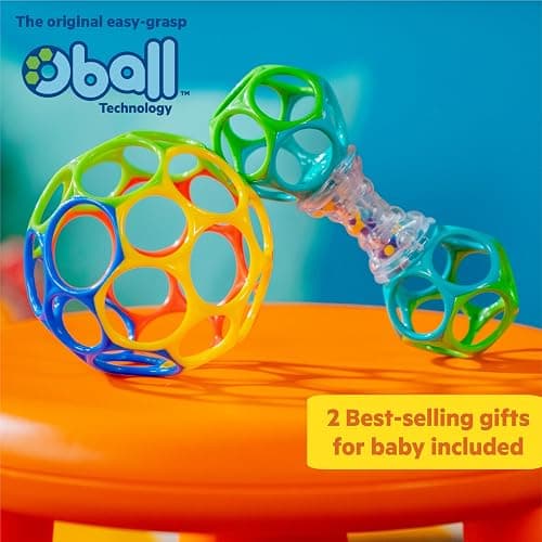 Bright Starts Easy-Grasp Oball Bundle Gift Set - Grasp The Day, Ball and Rattle Toys 2-Pack, BPA Free, Unisex, Newborn+ thumbnail 7