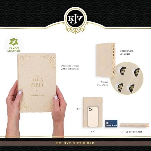 KJV Holy Bible, Standard Size Faux Leather Red Letter Edition Thumb Index, Ribbon Marker, King James Version, Pearlescent Taupe (KJV Deluxe Gift Editions) thumbnail 4