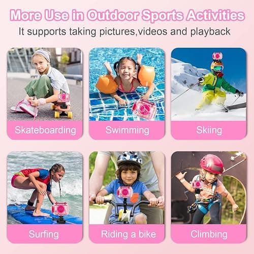 Pool Toy & Kids Underwater Camera - 99FT Waterproof Kid Action Camera 1080P Video&20MP Photo with Flip Lens, Includes 32GB Card for Diving Swimming Beach Snorkeling,Birthday Gift for Girls - GKTZ thumbnail 6