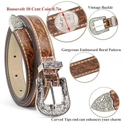 Western Fashion Cowgirl Cowboy belts for Girls Women Boys Jeans Pants Dresses thumbnail 3