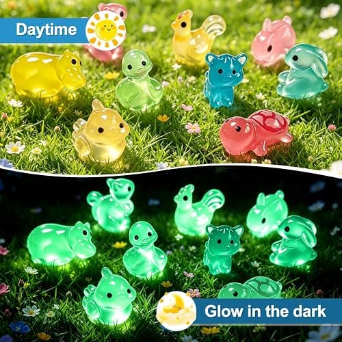 100pcs Mini Glow in The Dark Resin Animals, Mystery Bag Mini Resin Models, Blind Box Collectible Figurines, Individually Wrapped Tiny Models for DIY Fairy Garden, Micro Landscape Decor (Animals) thumbnail 4