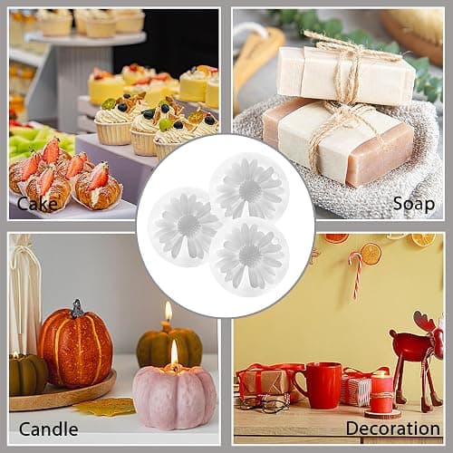 KCKHFA Daisy Flower Silicone Candle Mold, Moldes para Velas for Candles, Handmade Soaps, Bath Bombs, Lotion Bars, Resin Crafts, Concrete Decorations thumbnail 4
