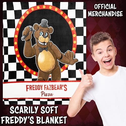 Get Trend Five Nights at Freddy’s Fleece Throw Blanket, Soft Cozy 59 x 51 Inch, Gaming Bedding Couch Bed Sofa Decor, FNAF Gifts for Gamers (Black FNF) thumbnail 3