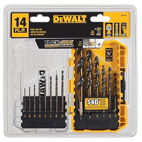 DEWALT Drill Bit Set, Black and Gold, 14-Piece (DWA1184) thumbnail 7