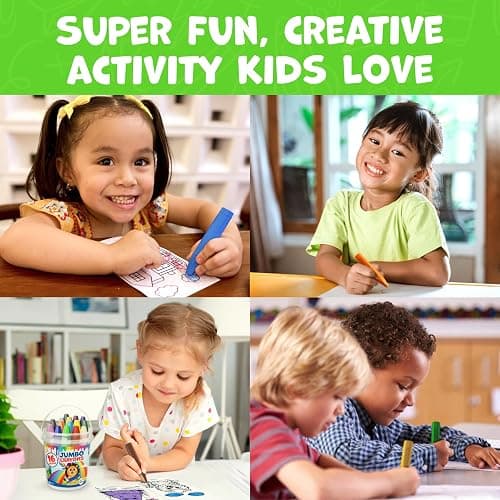 Jumbo Crayons for Toddlers 1-3 - 16pc Toddler Baby Crayons for Kids Ages 4-8 1-3 2-4 - Printed & PDF Coloring Sheets Non Toxic Washable Classroom Must Haves, Christmas Stocking Stuffers for Toddlers thumbnail 8