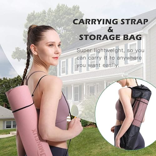 Yoga Mat Non Slip, Pilates Fitness Mats, Eco Friendly, Anti-Tear 1/4" Thick Yoga Mats for Women, Exercise Mats for Home Workout with Carrying Sling and Storage Bag thumbnail 6