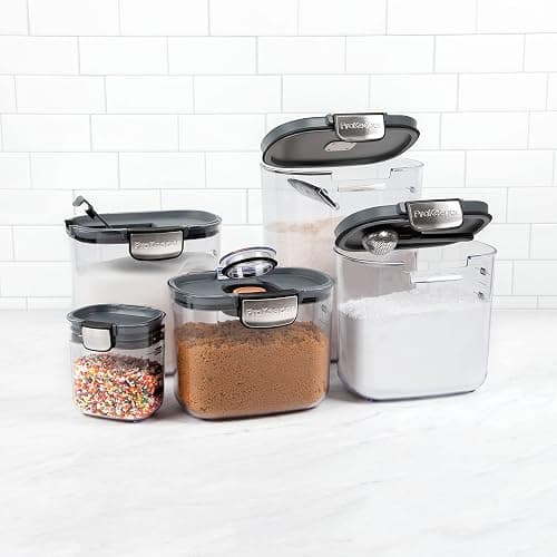 ProKeeper+ Airtight Food Storage Container Set – Clear Plastic Flour and Sugar Canister Set with Magnetic Accessories for Kitchen Organization (Grey, 9-Piece) thumbnail 6