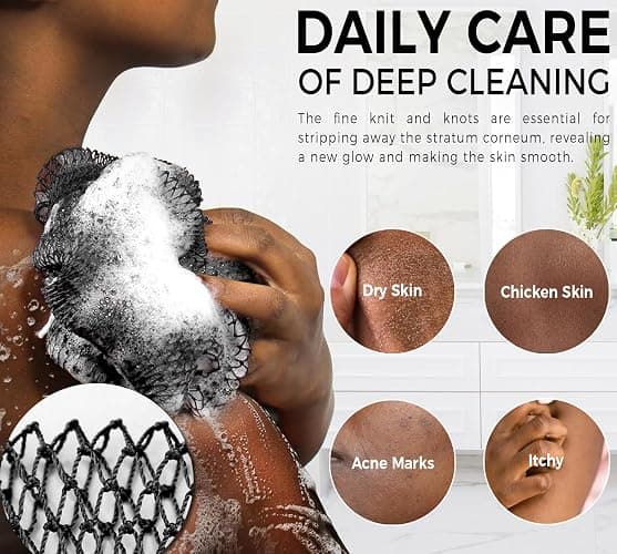 African Net Sponge Authentic - Exfoliating Back Scrub Bath Sponge with Knots - Afro Scrub Body Scrubber Exfoliator Washcloth - African Body Care Daily Use Shower Essentials thumbnail 4