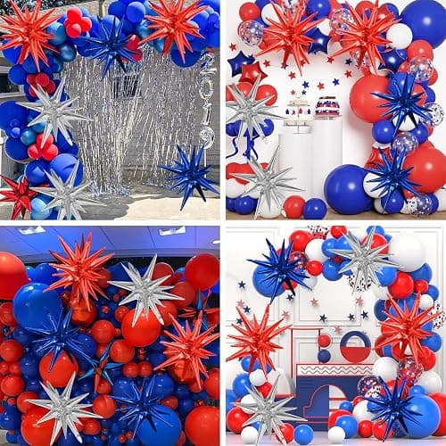 HILAVO 6PCS Star Balloons, 22Inch Huge Red Blue White Star Balloons Spike Cone Balloon for 4th of July Independence Day USA Patriotic Party Decorations thumbnail 6