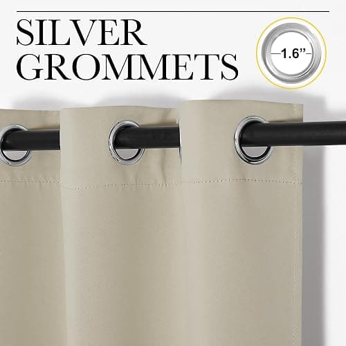 NICETOWN Cream Thermal Insulated Curtains for Bedroom 42" x 63" 2 Panels | Grommet Room Darkening Draperies Panels for Window Treatments, Light Blocking Noise Reducing Living Room Home Decor thumbnail 2