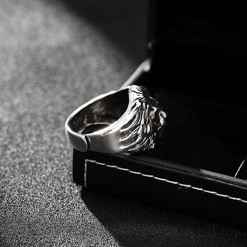 Yumikoo Lion Ring for Men Titanium Stainless Steel Open Adjustable Ring thumbnail 7