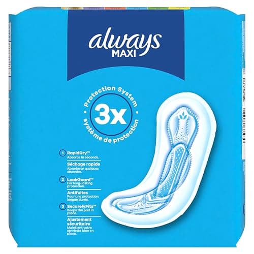 Always Maxi Pads for Women, Pad without Wings, Regular Absorbency, Size 1, Unscented, 48 Count (Pack of 2) thumbnail 15
