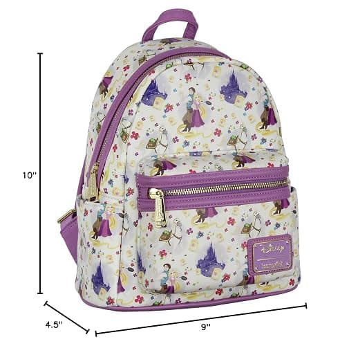 Loungefly Disney Tangled Rapunzel Flynn Ryder And Maximus All-Over Print Cute Mini Backpack 11" thumbnail 2