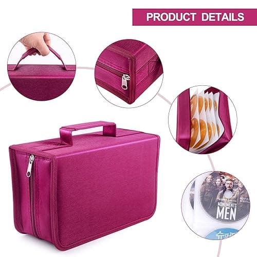 Bivisen CD/DVD Case Holder, 128 Capacity CD VCD Media Wallet, Storage, Holder, Booklet, Organizer (Rose) - Rose thumbnail 3