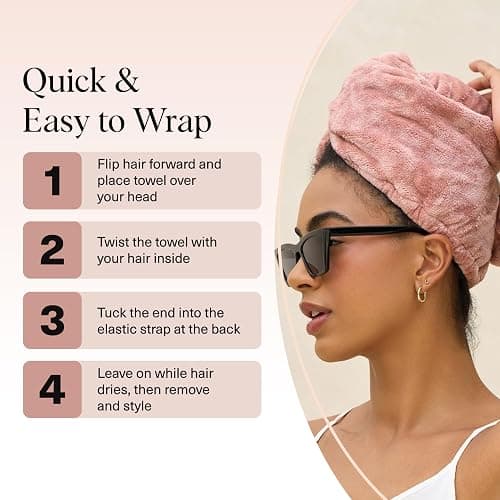 Kitsch Plush Microfiber Hair Towel Wrap for Women – Ultra Absorbent Microfiber Bath Towels for Wet, Curly, Long or Short Hair – Anti-Frizz Hair Wrap, Great Hair Care Gifts for Women thumbnail 7