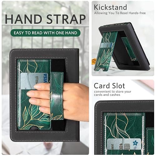 CoBak Case with Stand for Kindle Paperwhite 12th Gen 2024 Released (7") & Kindle Colorsoft Signature Edition - Durable PU Leather Cover with Auto Sleep Wake, Card Slot, Hand Strap Feature thumbnail 4