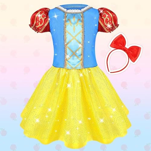 Dreamon Robe Princesse Fille, 5 Thèmes Deguisement Princesse Fille 3 4 5 Ans avec Cape Sceptre Couronne Costume Cadeaux d'anniversaire Carnaval pour Enfants thumbnail 3