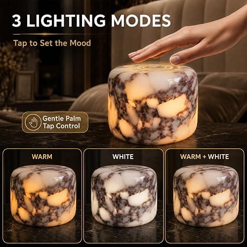 Marmor Marble Lamp Table Lamp Unique Stone Touch Lamp Pat Lamp Type-C 3 Way Bedside Lamp Ambient Light Bedroom Stands Night Light Decorative LED Warm Portable Lamp Rechargeable thumbnail 3