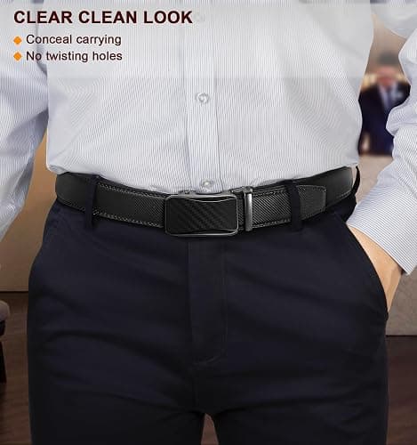 KEMISANT Mens Ratchet Belt 2 Units,Sliding Belt For Gift Mens Dress Casual 1 3/8",Size Adjustable thumbnail 7