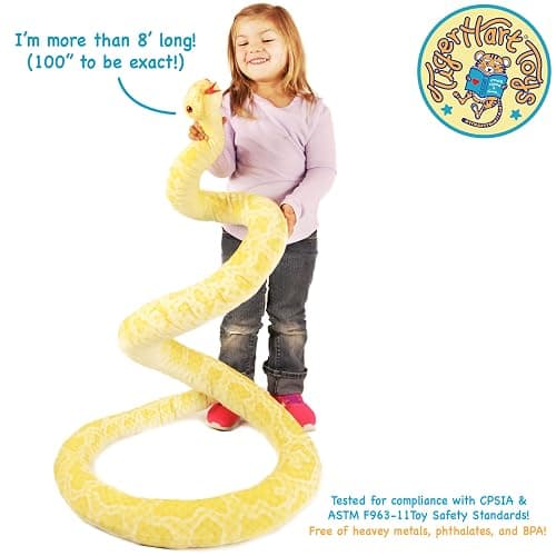 TigerHart Alba The Albino Burmese Python - 100 Inch Long Stuffed Animal Plush Snake thumbnail 3