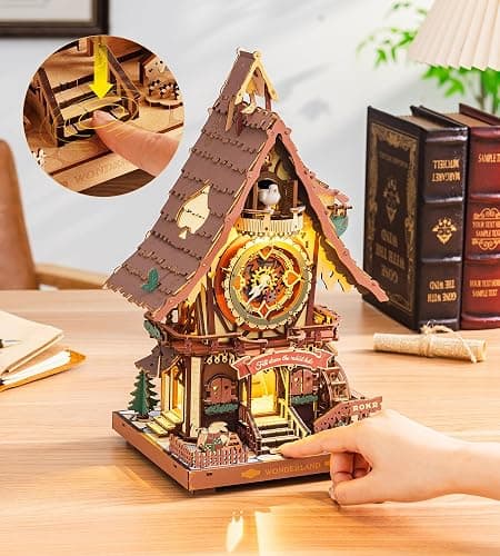ROKR Cuckoo Clock Mechanical 3D Wooden Puzzle Kit for Adults, DIY Wooden Clock Model Building Set, Unique Home Decor Gift for Women Men thumbnail 7